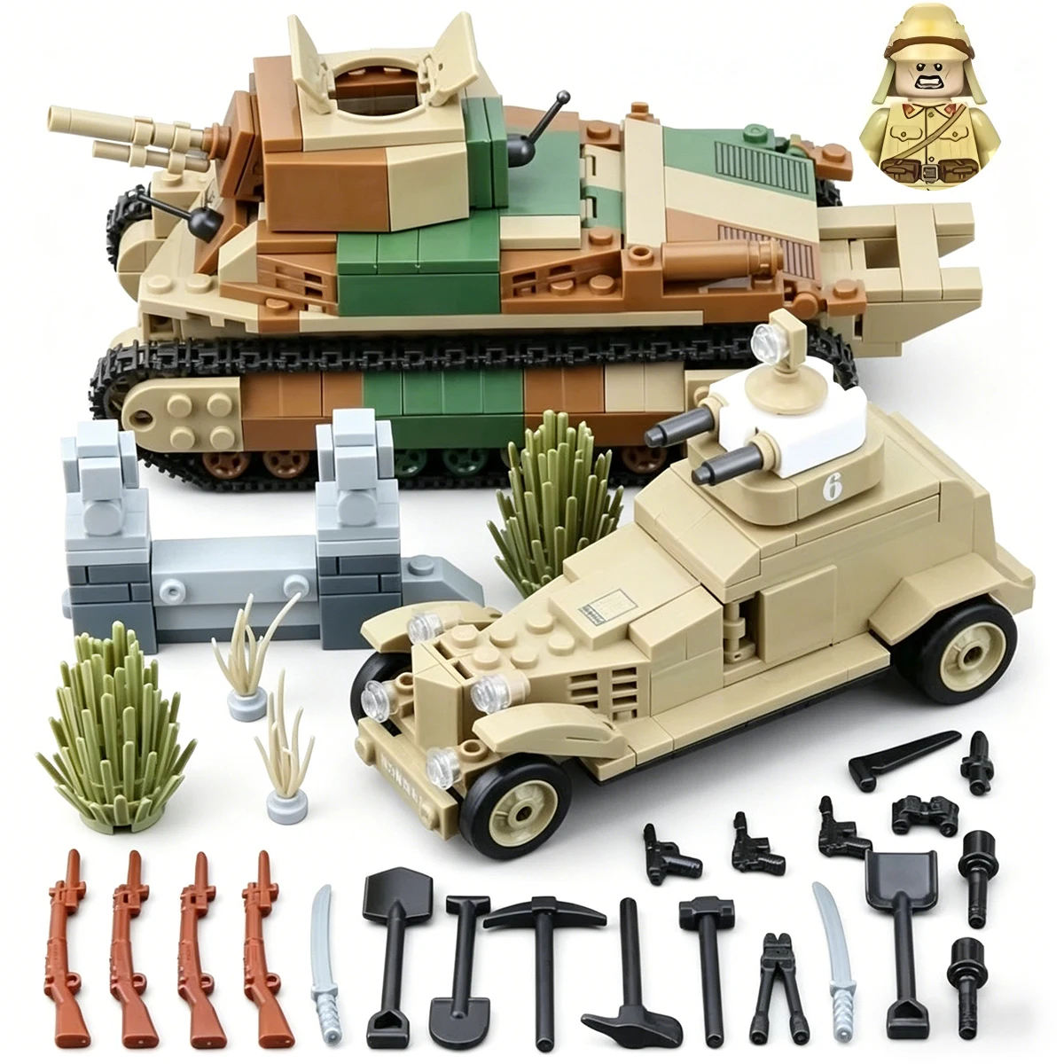 Brinquedo de Blocos de Montar do Exército Japonês da Segunda Guerra Mundial, Veículo Blindado Pesado, Tanque, Canhões, Caminhão, Soldado, Modelo de Presente