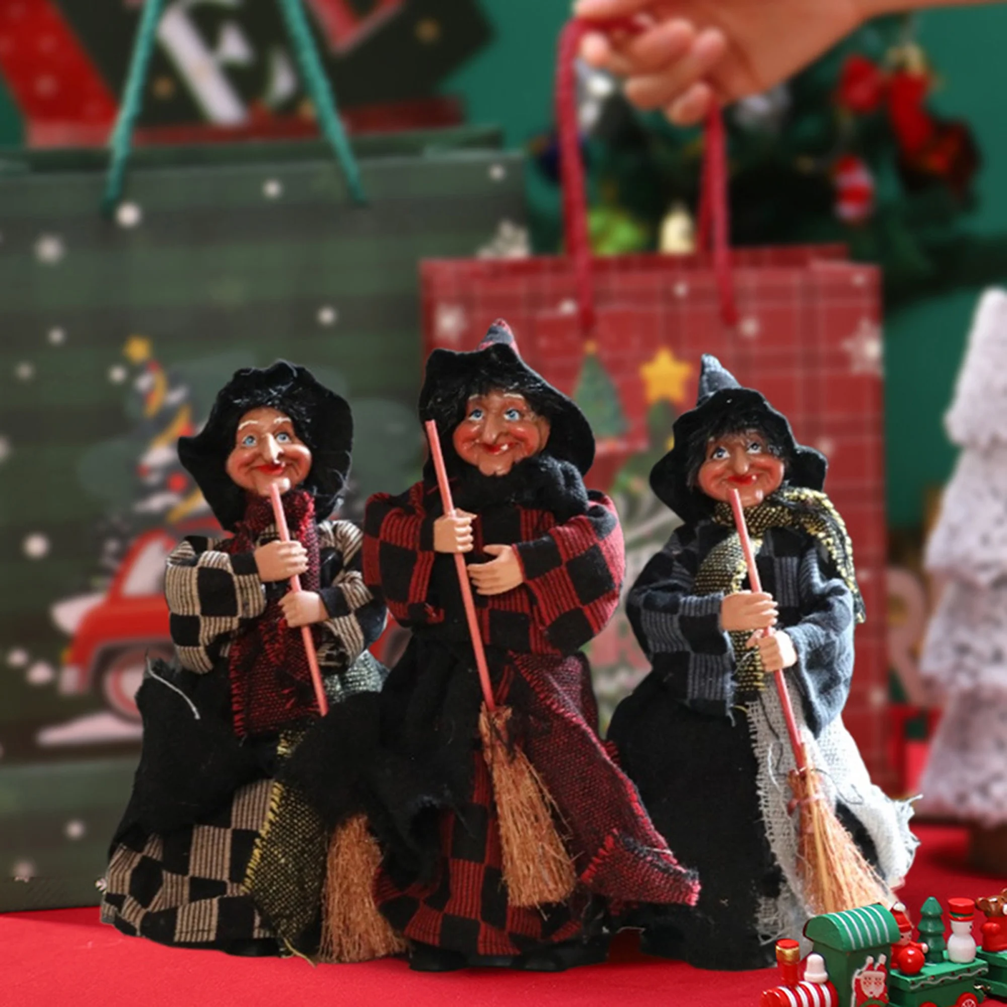 Set of 3 Halloween Witch Dolls Adorable Gothic Children s Toy Desk Decorations for Spooky Party Favors and Gifts