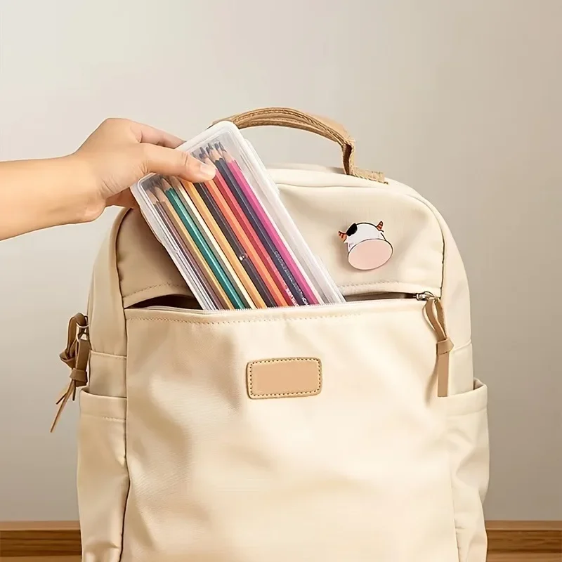 صندوق أقلام رصاص شفاف ، صندوق تخزين قابل للتكديس بسعة كبيرة ، لوازم مكتبية ومدرسية ، 1 * #6