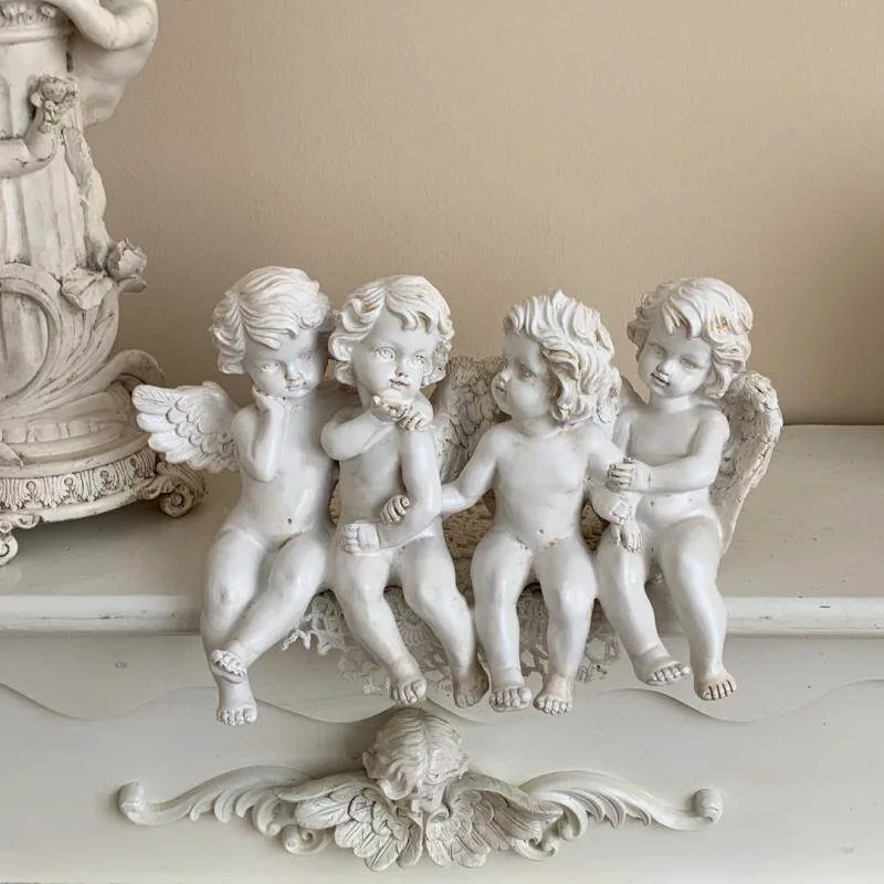 European Retro Old Resin Four Angels Home Balcony Garden Decoration Home Accessories Para Casa E Decoração Adornos Para Casa