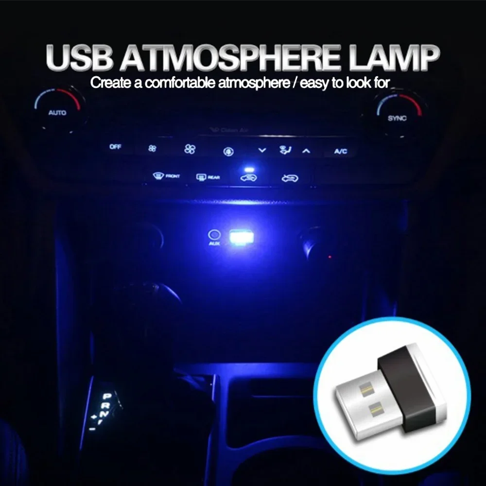 ไฟ LED ภายในรถยนต์แบบมินิ USB สำหรับตกแต่งบรรยากาศ ไฟฉุกเฉินสำหรับยานพาหนะ เสียบและใช้งานได้ทันที แถบไฟ LED 12V