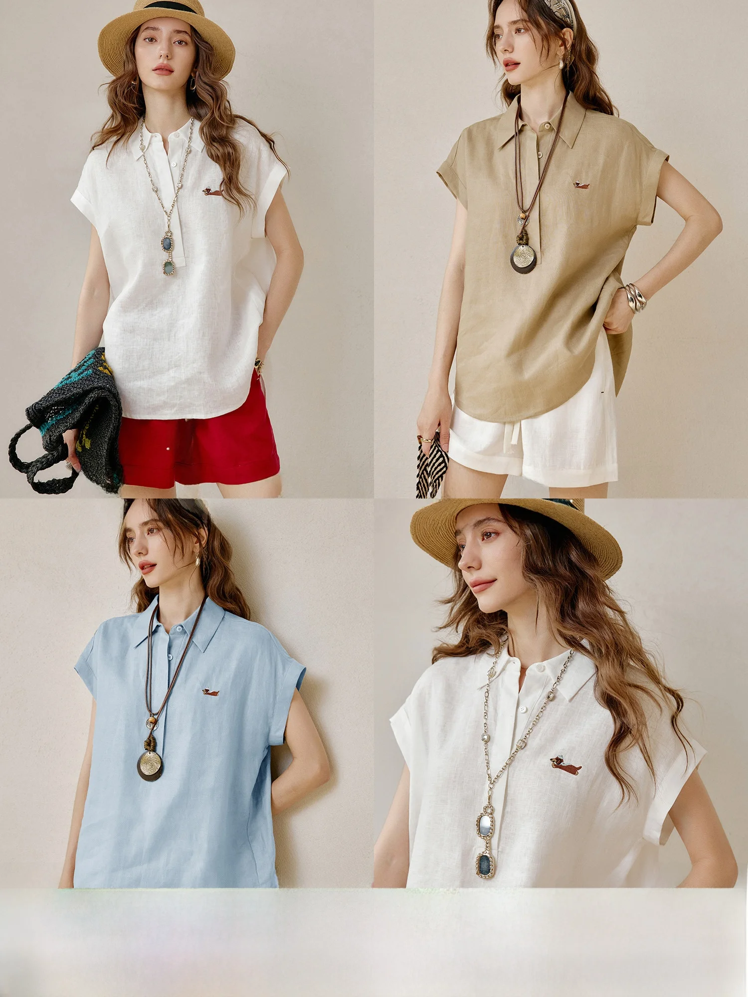 

NAGUAGU Pumpkin Valley Mommy irt Casual Loose Linen ort Sve Embroidered Comfortable Breathable Women's Summer Top