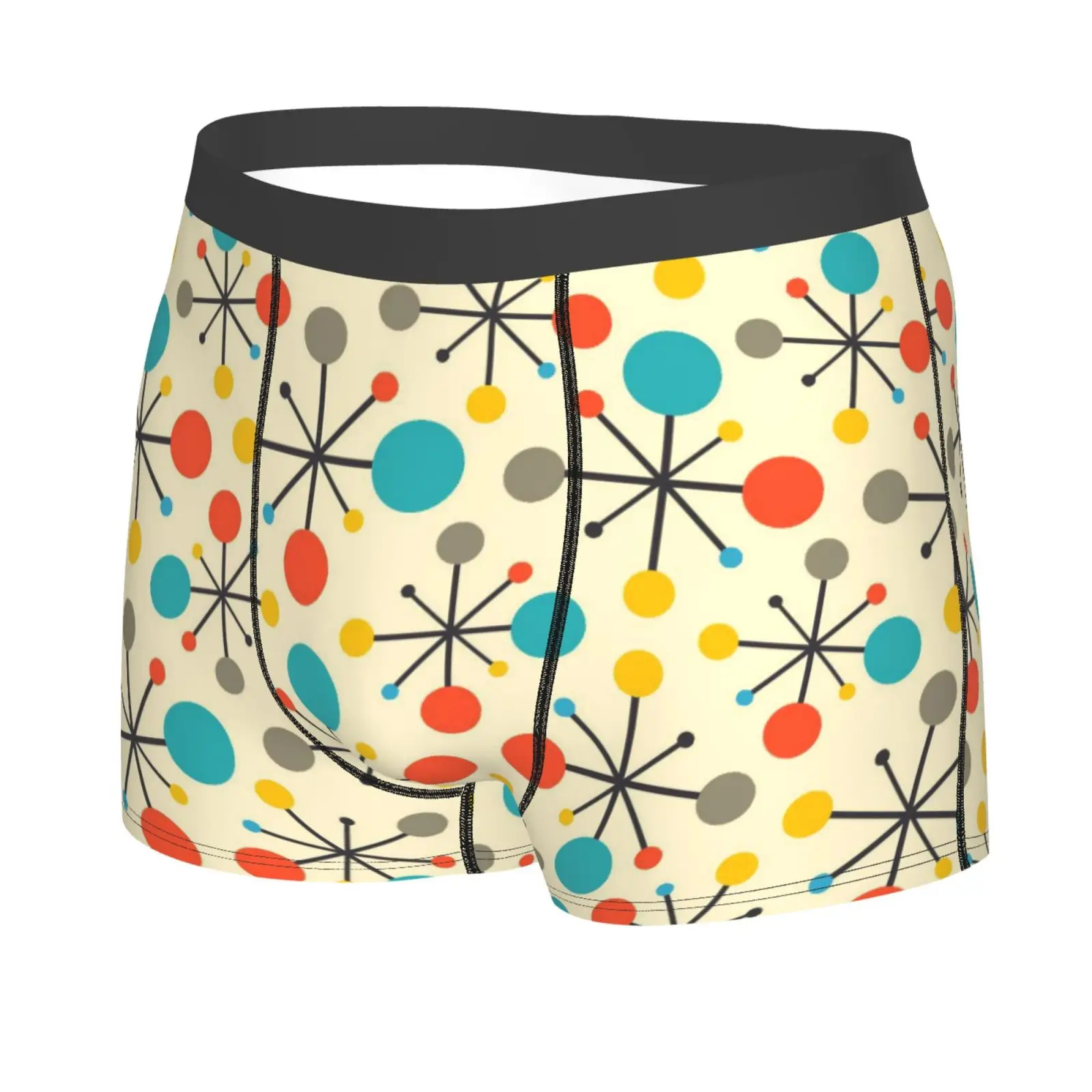 Mid Century Fifties Modern Atomic Retro Print Man's Boxer Briefs Breathable Funny Underwear High Quality Print Shorts Gift Idea