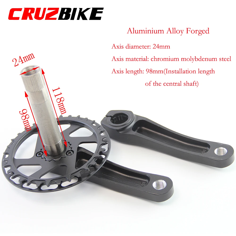 CRUZbike Kids Bicycle Cranksets 89/98/110/127/140/150mm Alloy Aluminum MTB Child Bike Crank 25/28/30/32/34/36/38/40T Chainwheel