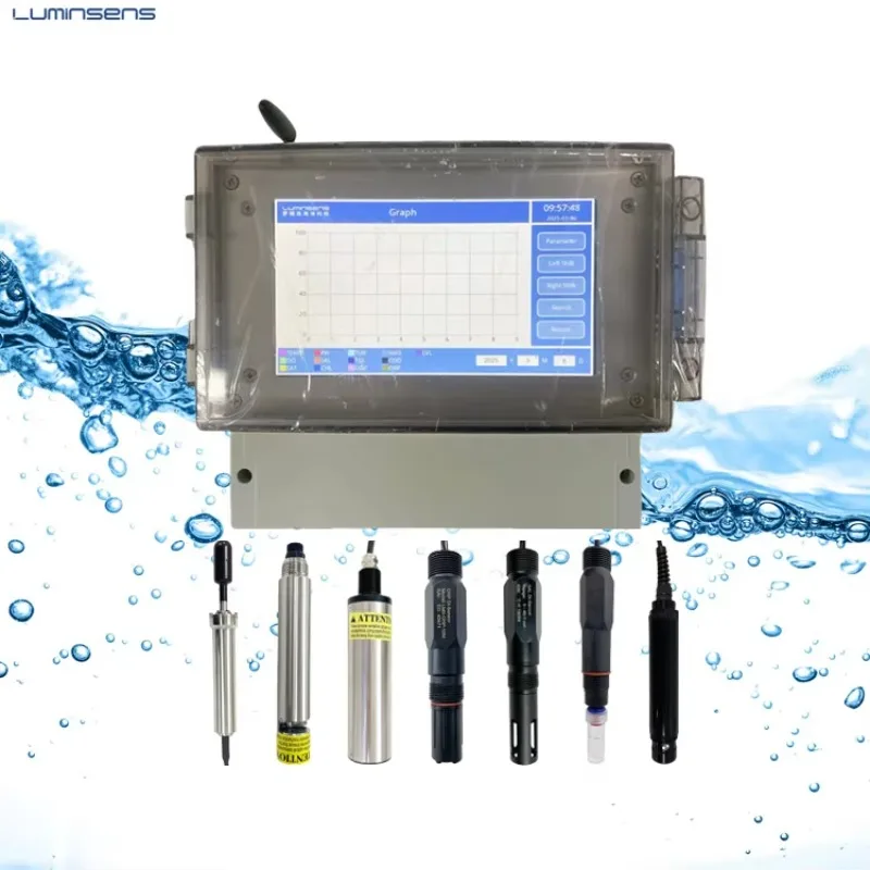 Ph Salinity Sensor Recirculating Aquaculture Fish Farm Unit Bod Cod Online Sensor Ph Salt 5 In 1 Water Meter