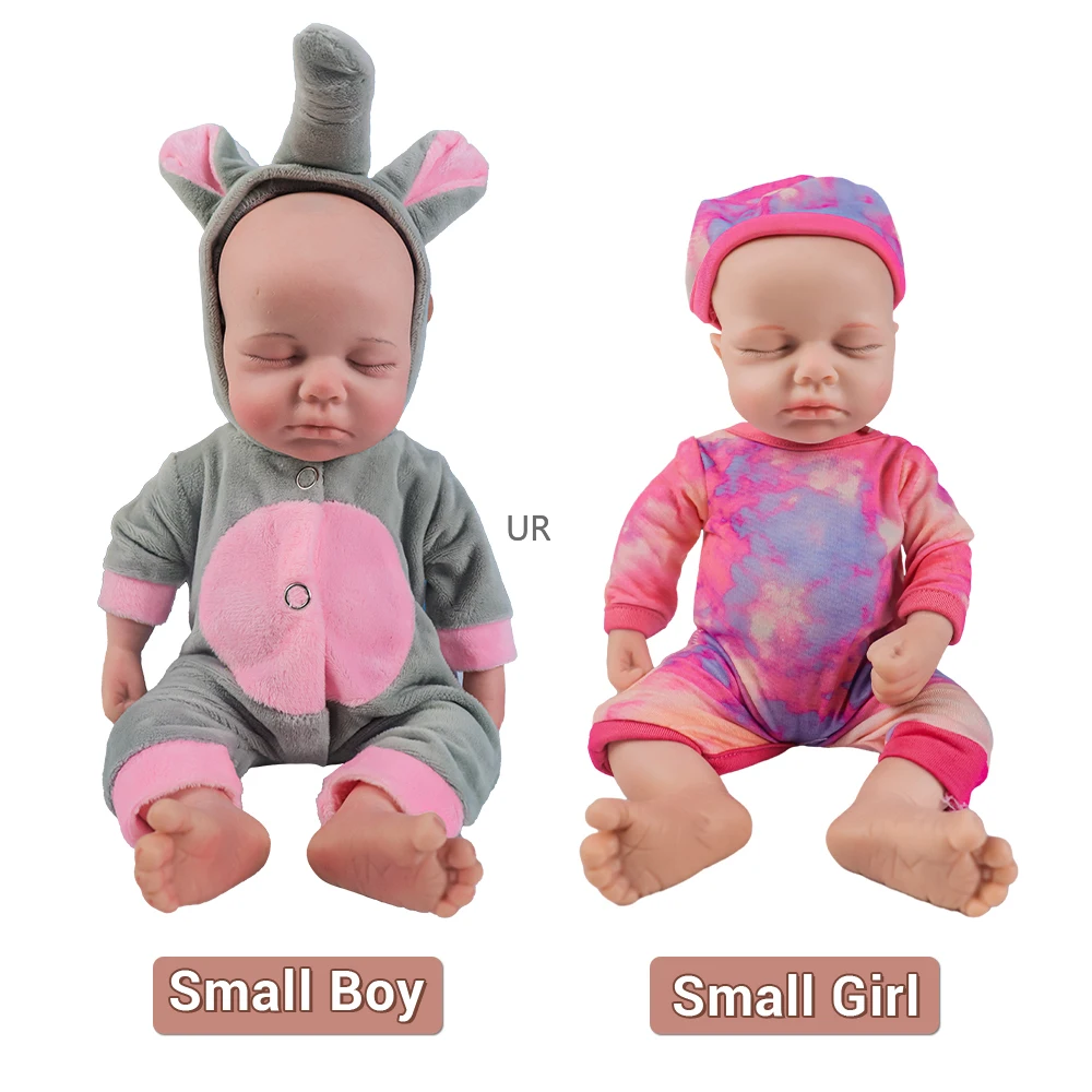 31Cm12 Inch 1Kg 2.2Lbs Weight Small Silicone Reborn Baby Twins Full Solid One-Piece Reborn Twins Doll Boy And Girl Unpainted