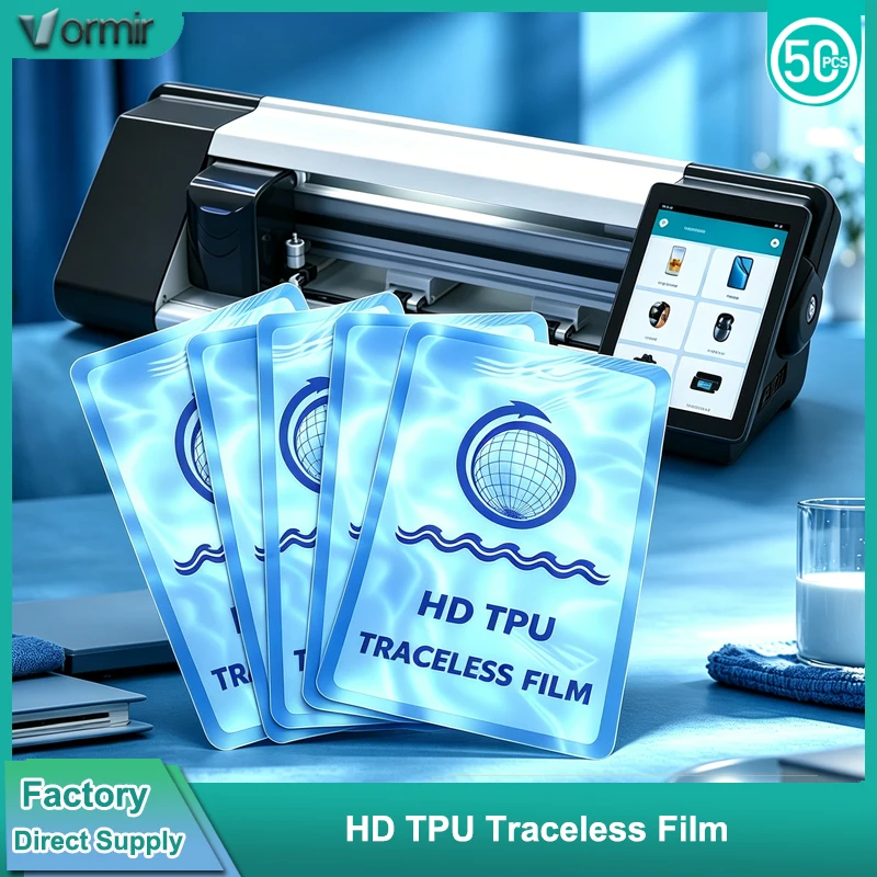 

Vormir 50pcs HD Traceless TPU Hydrogel Films for Plotter Cutter Machine Soft Curved Screen Protector for Cutting Machine