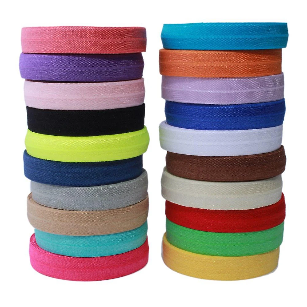 Wholesale 5100Yards 5/8'' 15mm 96 Solid Colors Available FOE Fold Over Elastic Band For DIY Sewing Accessories Craft Supplies