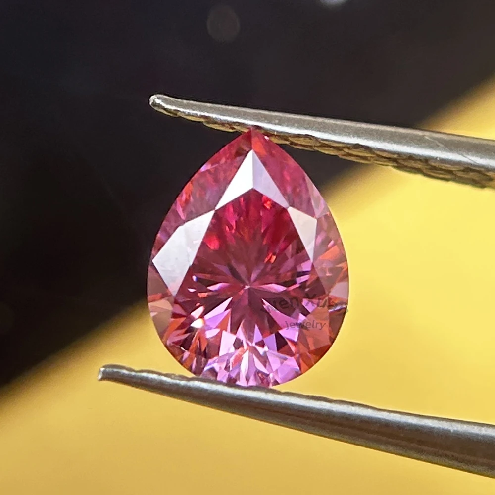 

Pear Cut Bright Light Pink Color VVS1 Loose Moissanite Stone Gemstone 4x6-9x13mm 0.5-5ct Real jewelry GRA Certificate