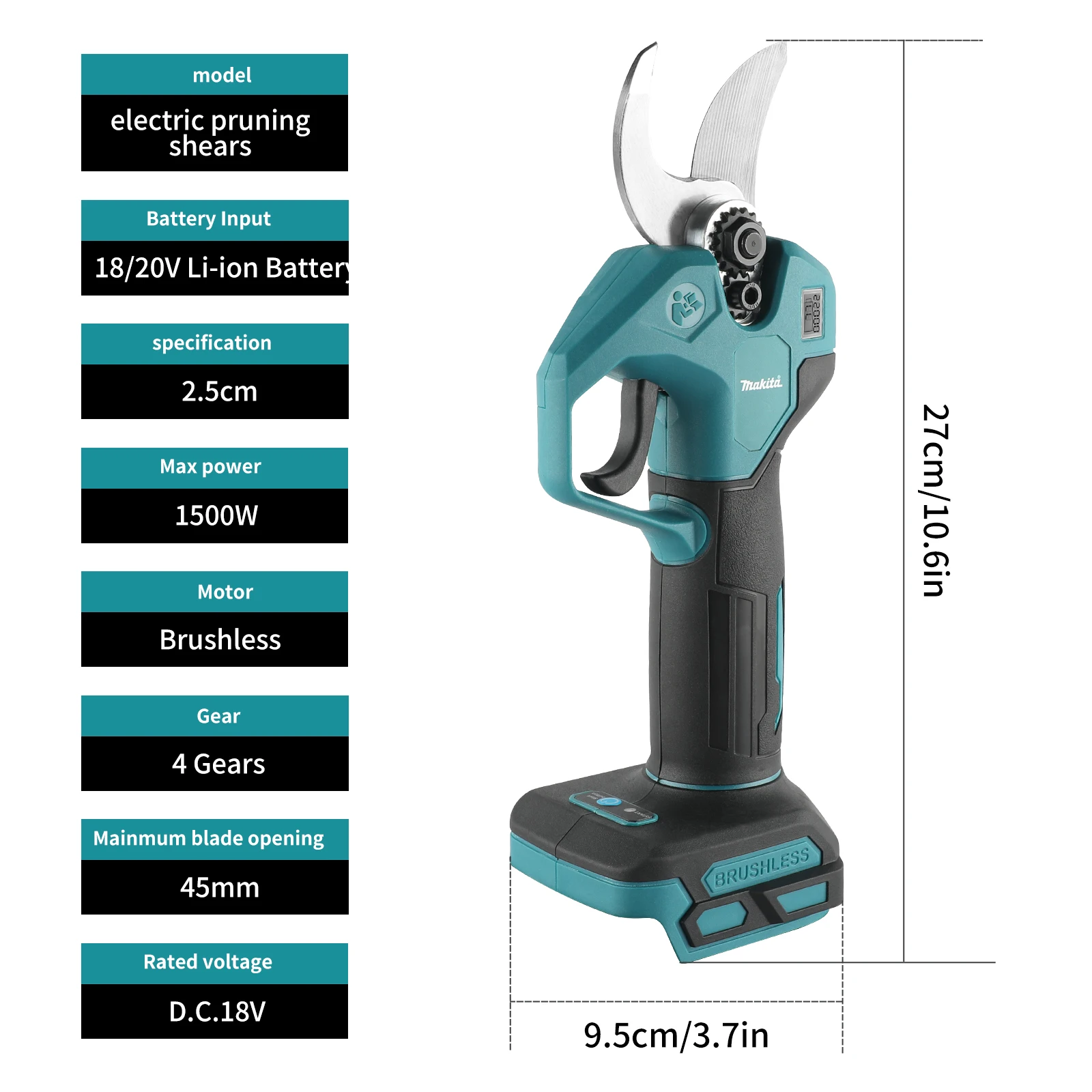 Makita 1500W Cordless Brushless Electric Pruning Shear Tree Bonsai Pruner Branches Cutter Power Tool For Makita 18V Battery image 6
