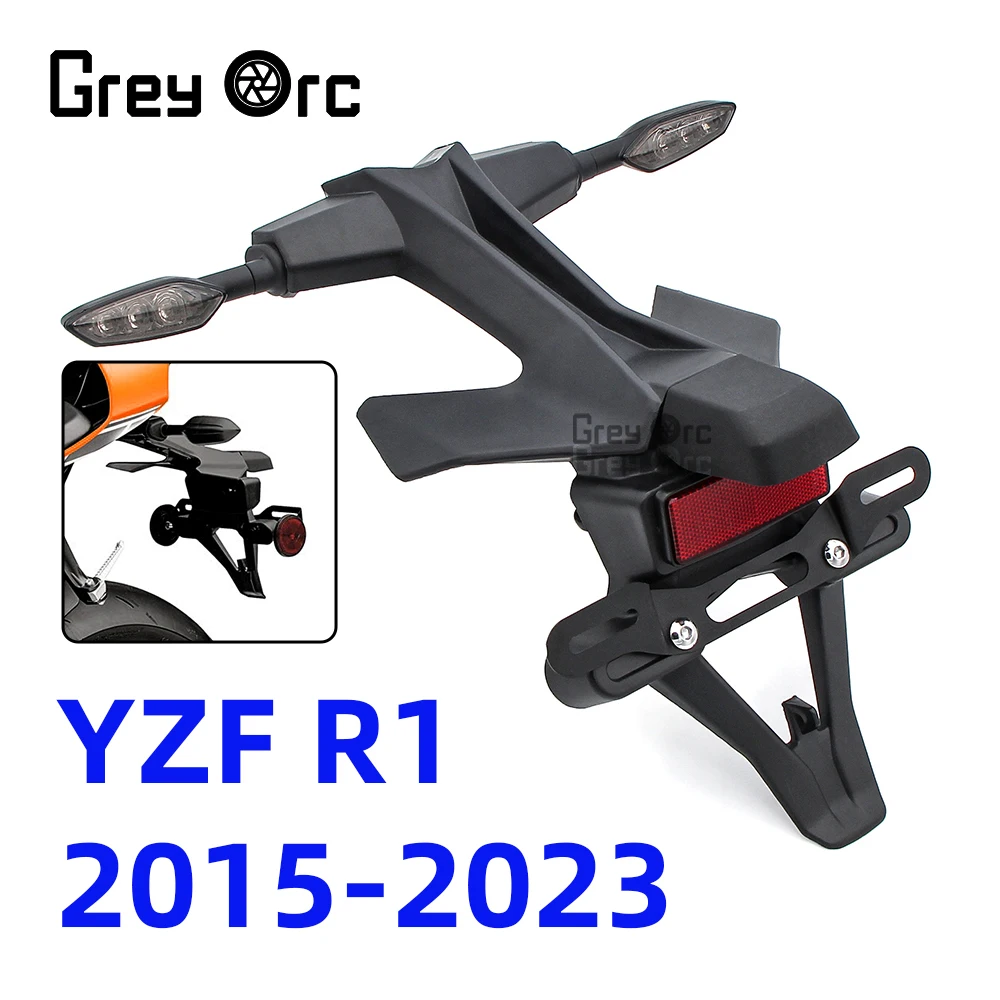 

Rear Tire Fender Motorcycle License Number Plate Light Frame Holder Bracket Turn Signal Fit For Yamaha YZF R1 2015-2023 YZFR1M