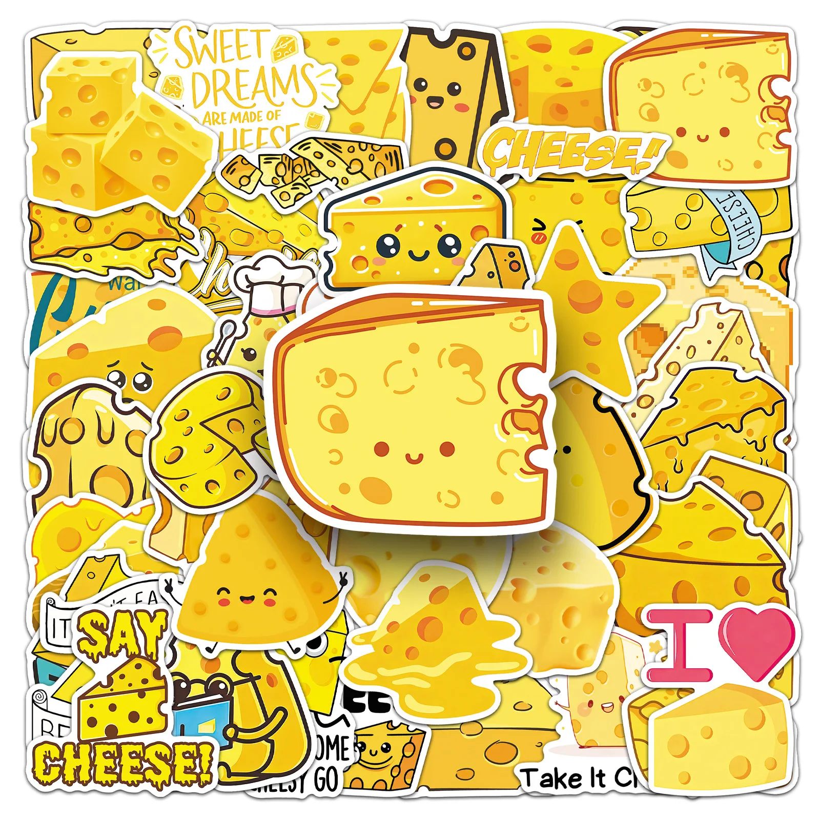 

10/50PCS Funny Cheese Meme Graffiti Sticker Cute Cartoon Butter Cheese Creative Decoration Bicycle Wardrobe Glasses Case Decal