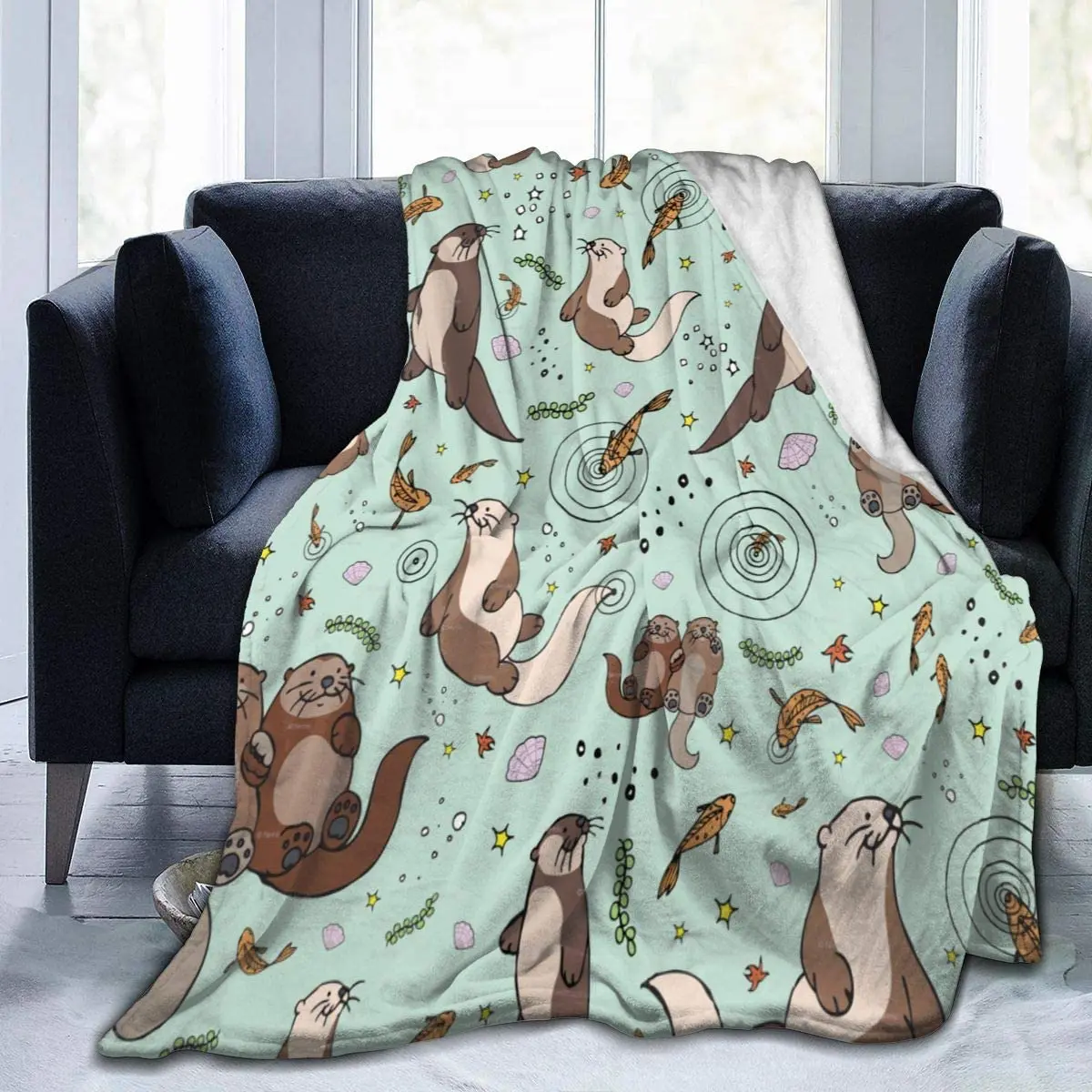 Sea Otters Fleece Blanket Thermal Fleece Blanket  Premium Flannel Fleece Throw Blanket Luxury Couch Throw Blanket for Bed Couch