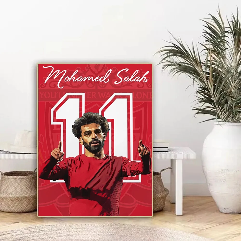 Egypt Football Superstar Poster, Footballer Mohamed Salahs Canvas Painting, Soccer Art Prints Picture for Living Room Wall Decor