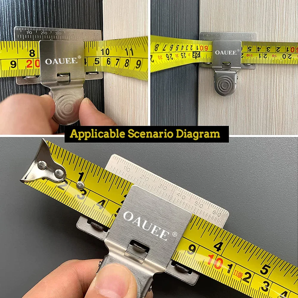 Oauee Mini Maßband Clip Locator Edelstahl Holz bearbeitung messen präzise lokalisieren Clip Handwerkzeug Dekoration Zubehör