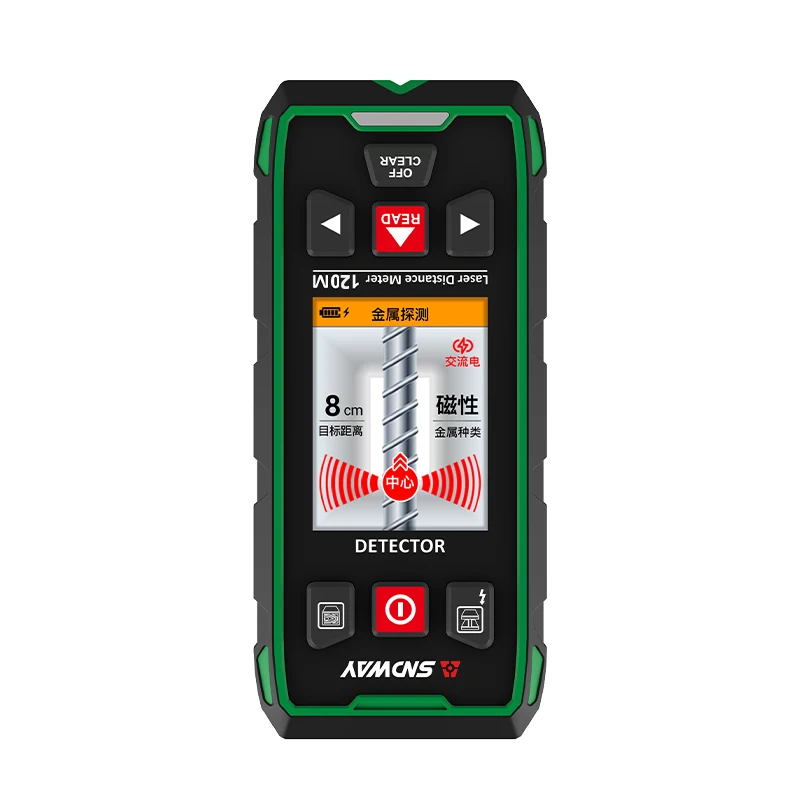 SNDWAY 4-in-1 Handheld Laser Rangefinder Wall Scanner Digital Composite Material Detector IP54 Rated 6-Month Warranty SW-6100GT