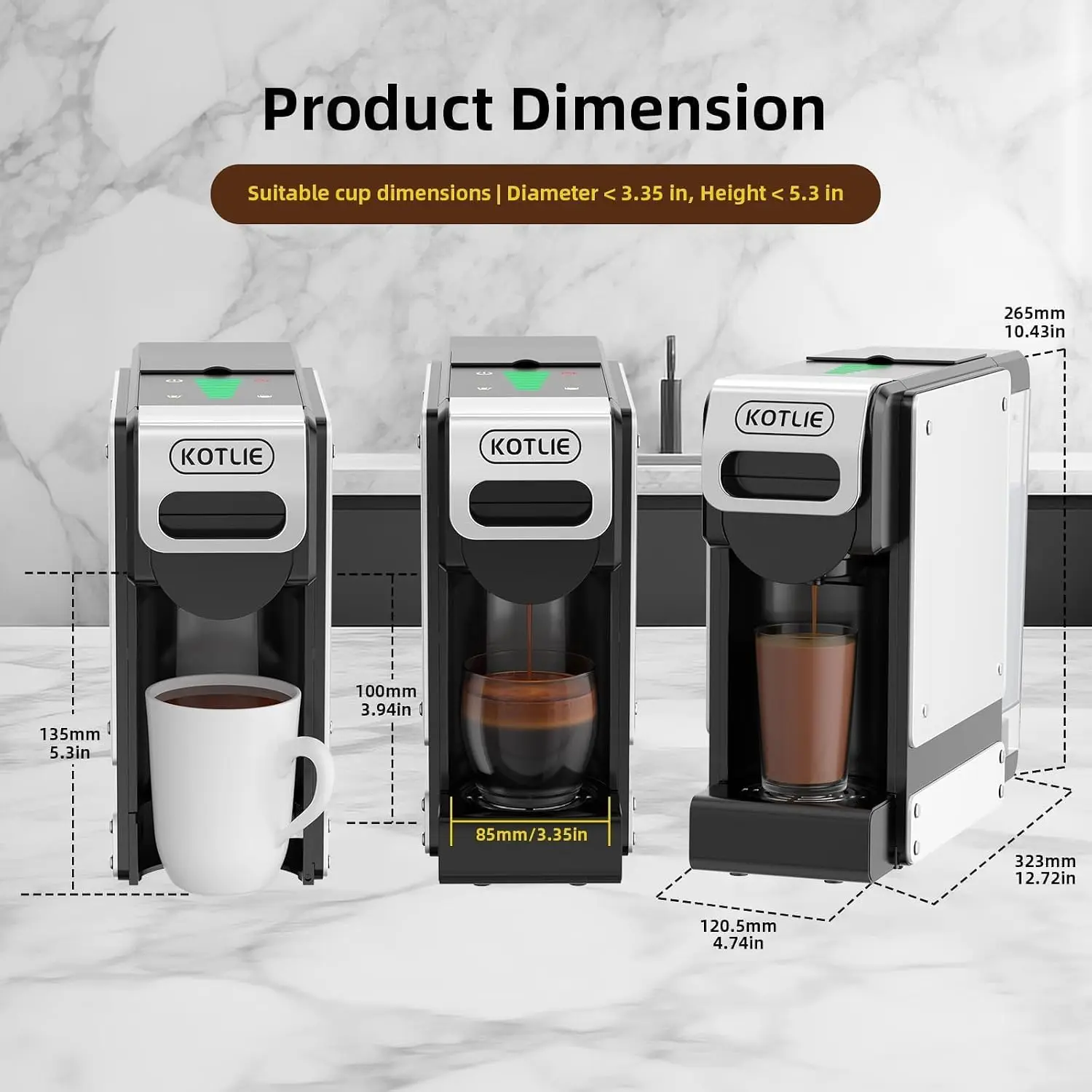 19 Bar Single Serve Coffee Maker for K*cup, Nes Original,Dol*e Gusto,and Grounds, 34 Oz Reservoir with 7 Water Flow Settings, Id
