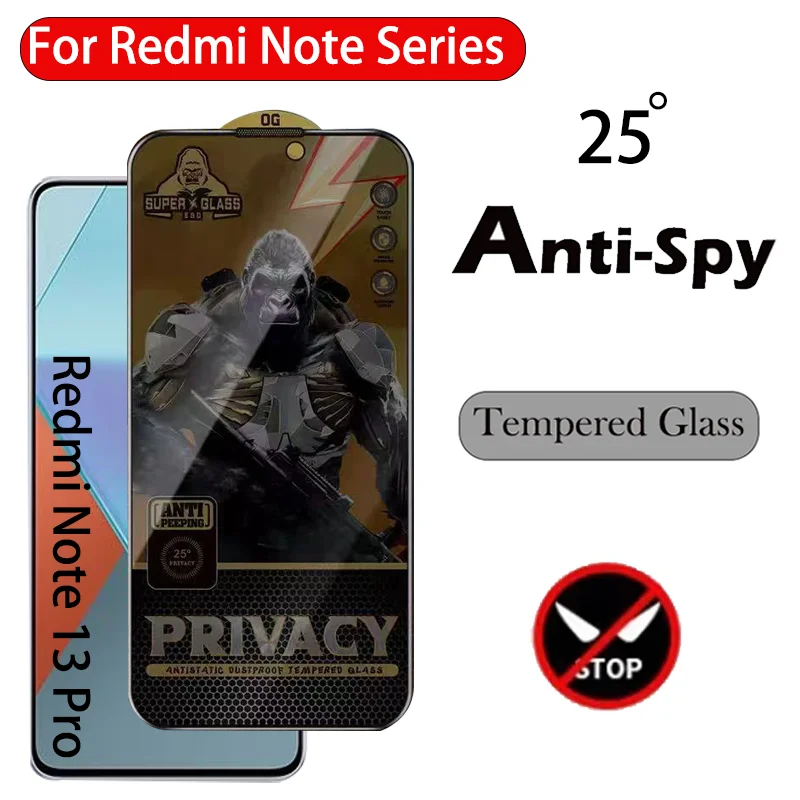 Gorilla Privacy Protection Glass For Redmi Note 13 12 11 Pro Plus Anti Spy Screen Protector for Xiaomi Redmi Note 11S 11T 10 Pro