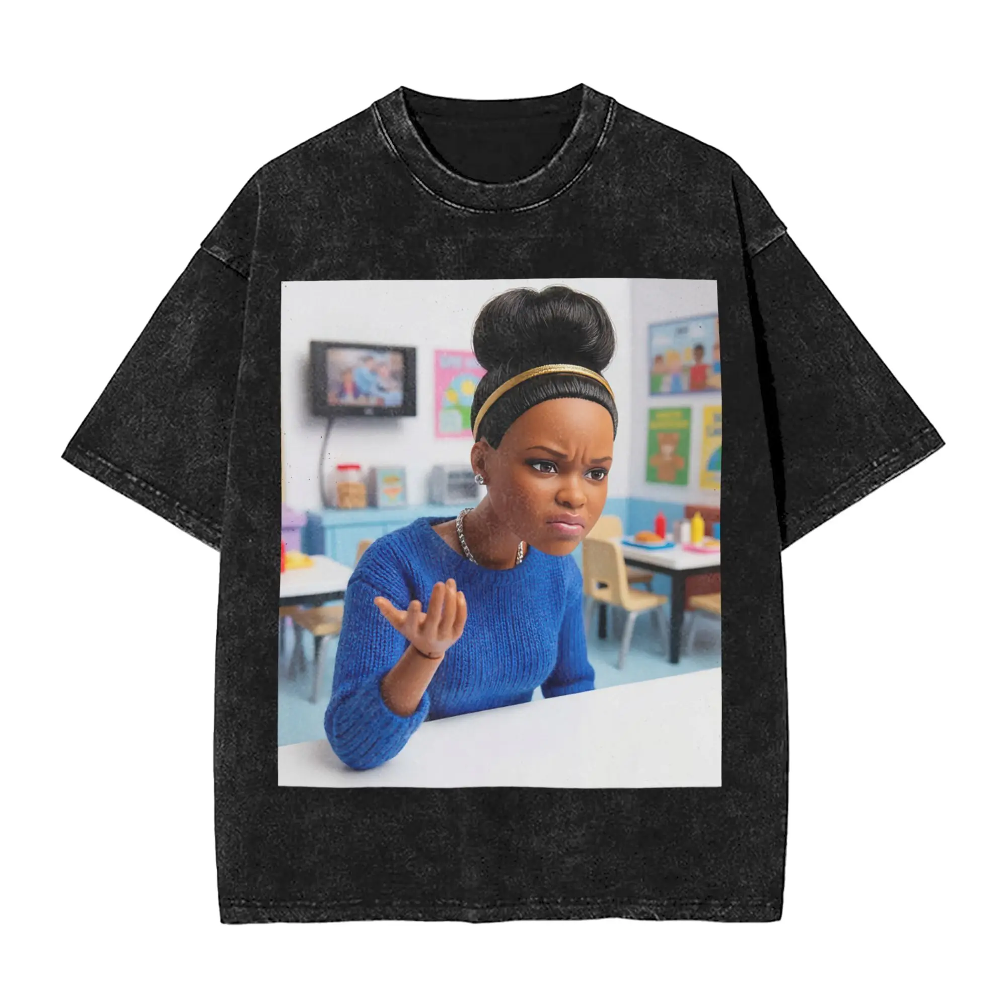 Black Doll Disgusted Face Meme Funny African Gen Z T Shirt  Hippie T-Shirts Short Sleeve  Tops Summer O Neck Big Size Top Tees