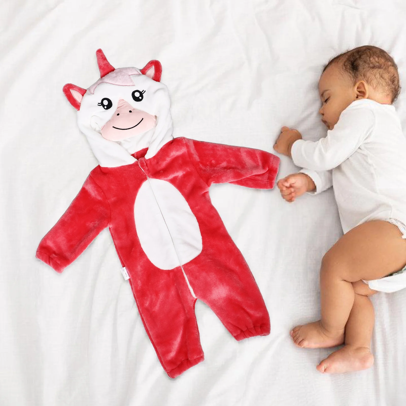 

Baby Cartoon Costume Soft Flannel Kids Unicorn Costume Open Front Warm Outfit Versatile for Indoor Outdoor Halloween Cosplay