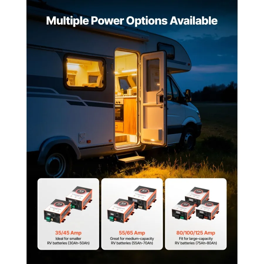 

RV Power Converter 35 Amp 110V AC to 12V DC Battery Charger 4 Stage Smart Charging 13V to 16.5V Operating Range Compatible with