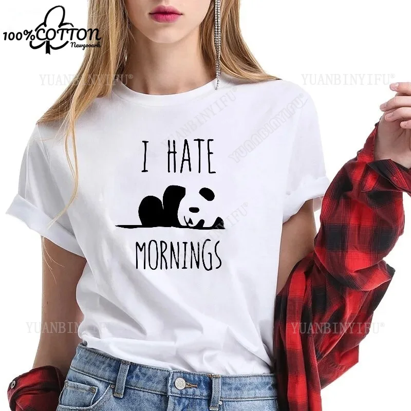 Gran oferta de ropa Kawaii para mujer, Camiseta de algodón de manga corta con estampado de Panda, moda urbana holgada de ocio