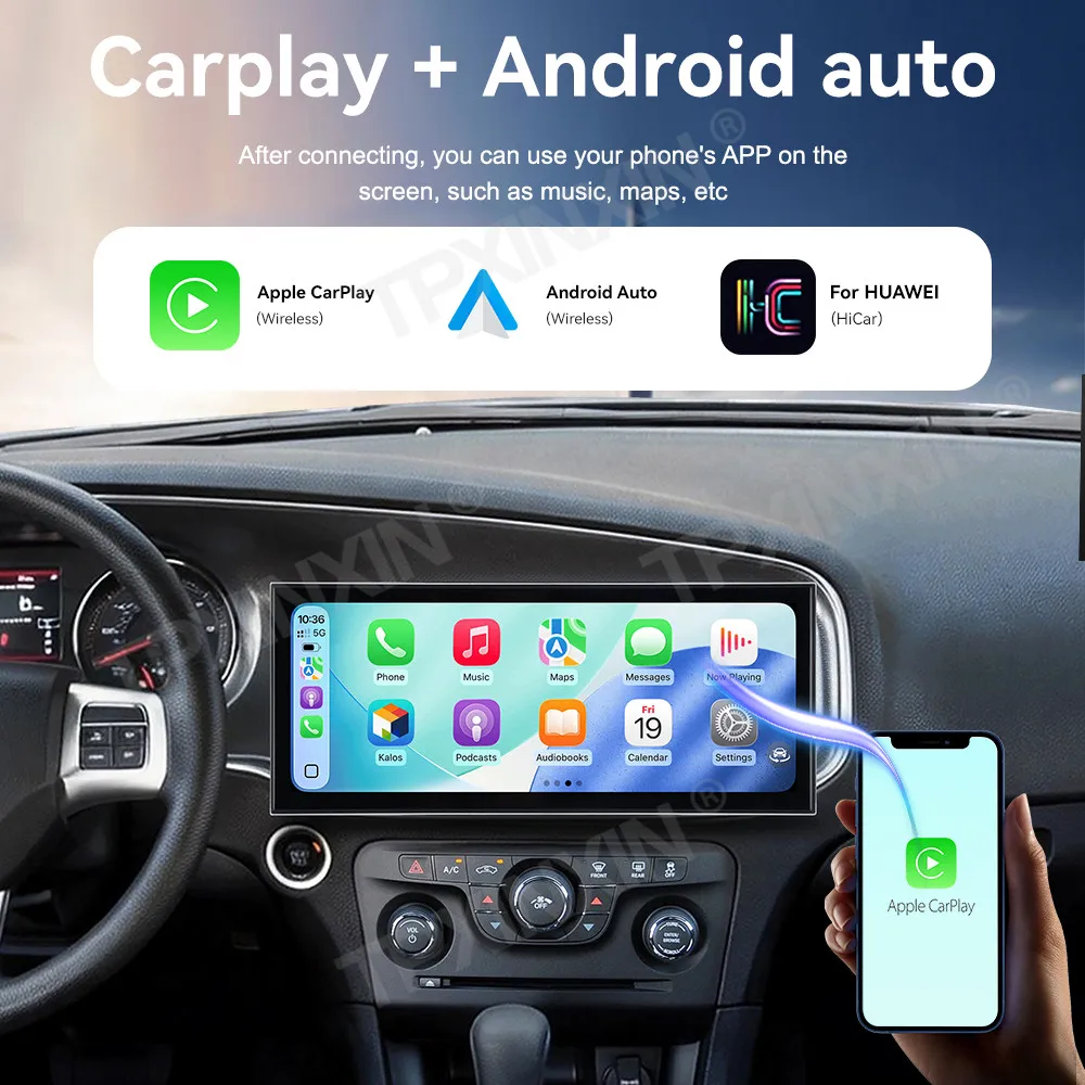 

15,8-дюймовое автомобильное радио на Android 15 для Dodge Challenger 2011-2014, мультимедийный видеоплеер, GPS-навигация, Carplay, сенсорный экран