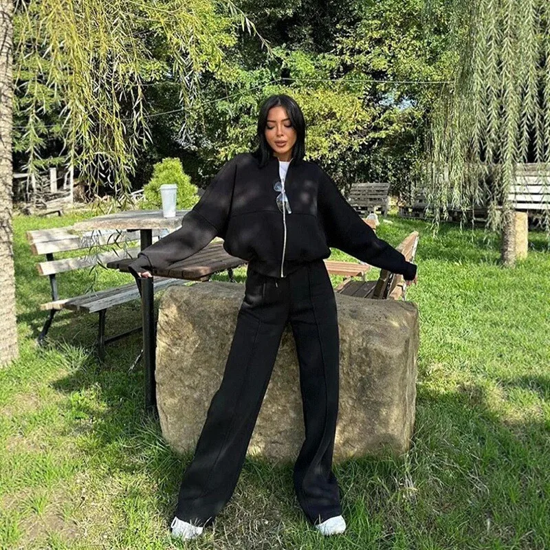 

Осень 2023, длинный женский костюм SVE для отдыха, комплект из двух предметов, уличная модная женская одежда для взрослых, ансамбль