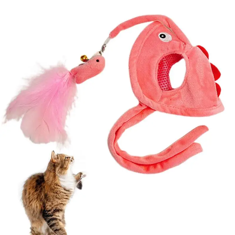 Pet Cat Teaser Toy Exquisite Cat Hat Feather Toy Multifunctional Indoor Kitten Interactive Toys Self Service Cat Hat Headgear