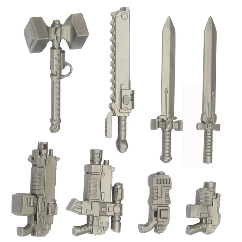 MOC – blocs de construction d'armes militaires, figurines de soldats, accessoires, bâton lumineux, épée, équipement de Combat, capot de pistolet, brique, cadeau, jouets pour enfants
