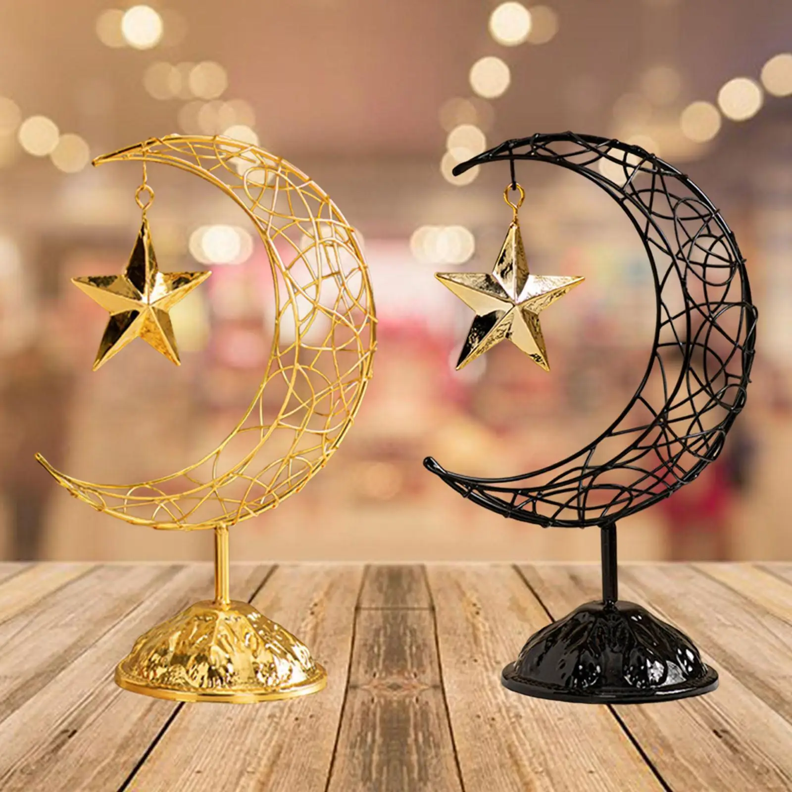 Centro de mesa con adorno de estrella y Luna, decoración de Ramadán para sala de estar y hogar