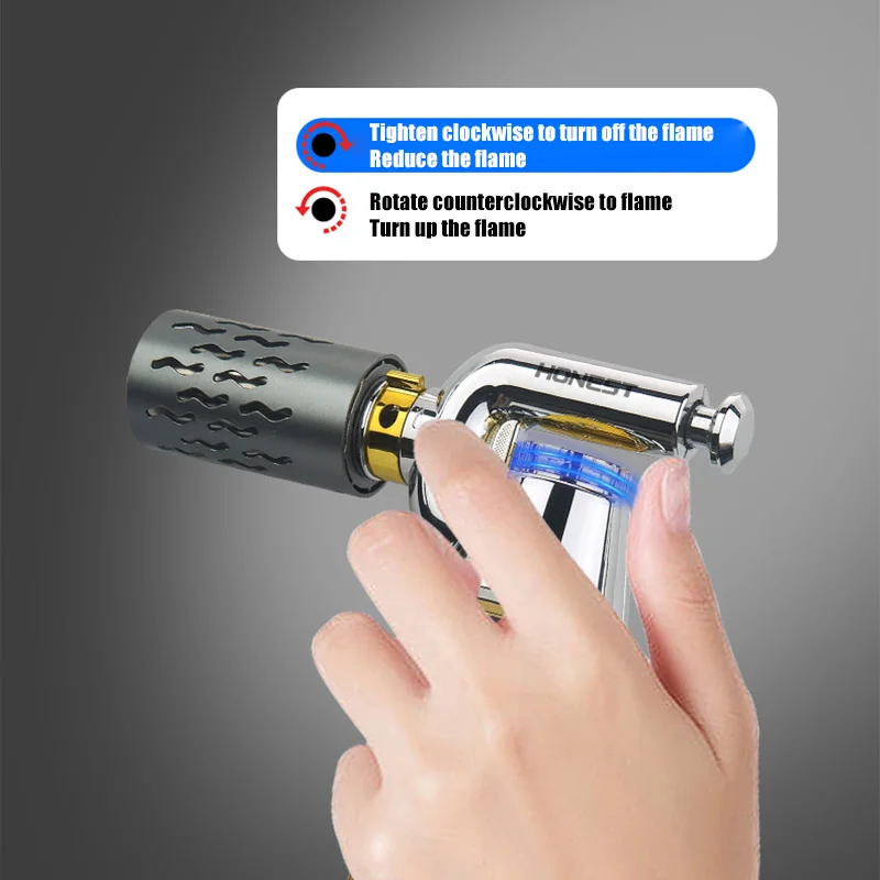 HONEST Spray Gun Lighter Adjustable Flame Size Soft Flame Hard Flame Adjustment One Button Ignition Cyclical Inflation