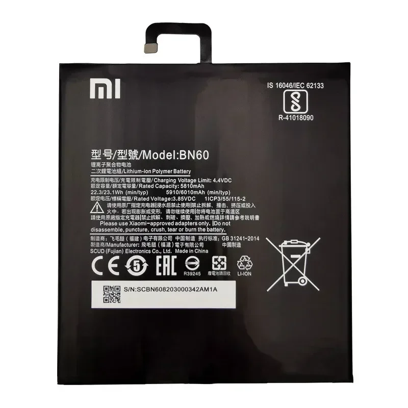 2025 Years BN60 6010mAh 100% Original Battery For Xiaomi Mi Pad4 Pad 4 Tablet Battery Bateria In Stock Fast Shipping