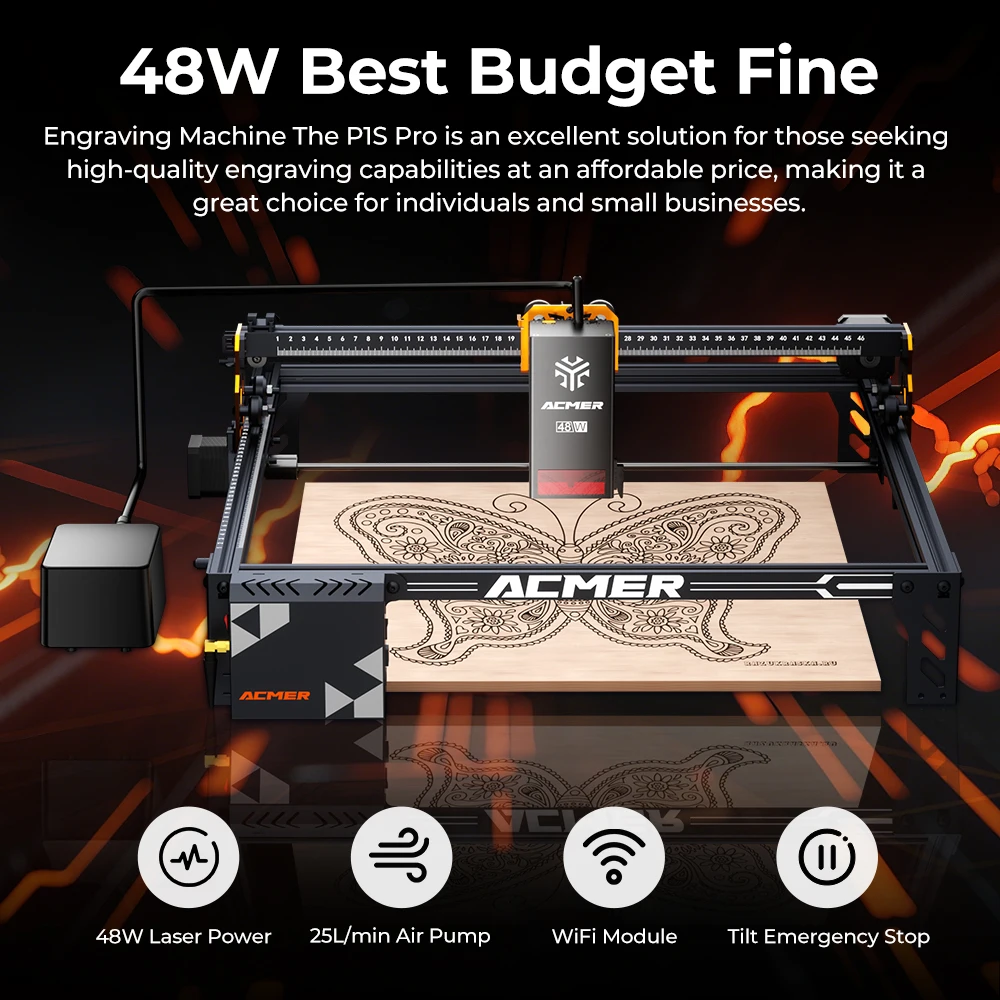 P1 S PRO 48W/36W/20W Lasergrav - Air Assist Pump Laser recensie en prijs