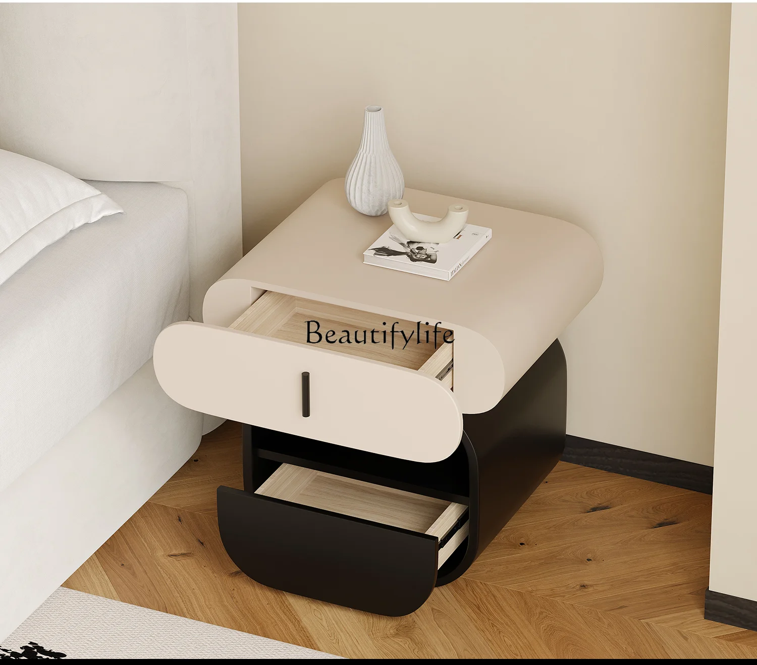 French Cream Style Creative Bedside Table 2024 New Simple Modern Bedside Table