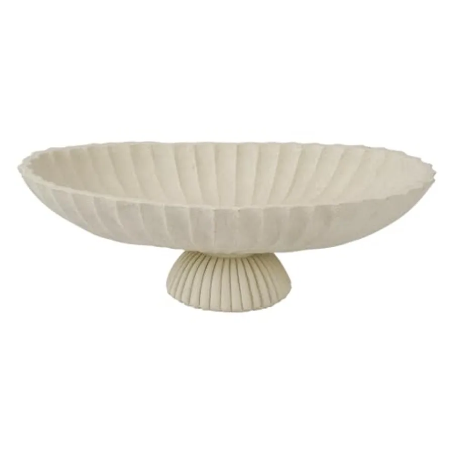 

Декоративная длинная чаша 14,5 дюймов - Декоративные чаша с рифленым и фестончатым краем для домашнего декора - Стильная чаша с оборками для ключей