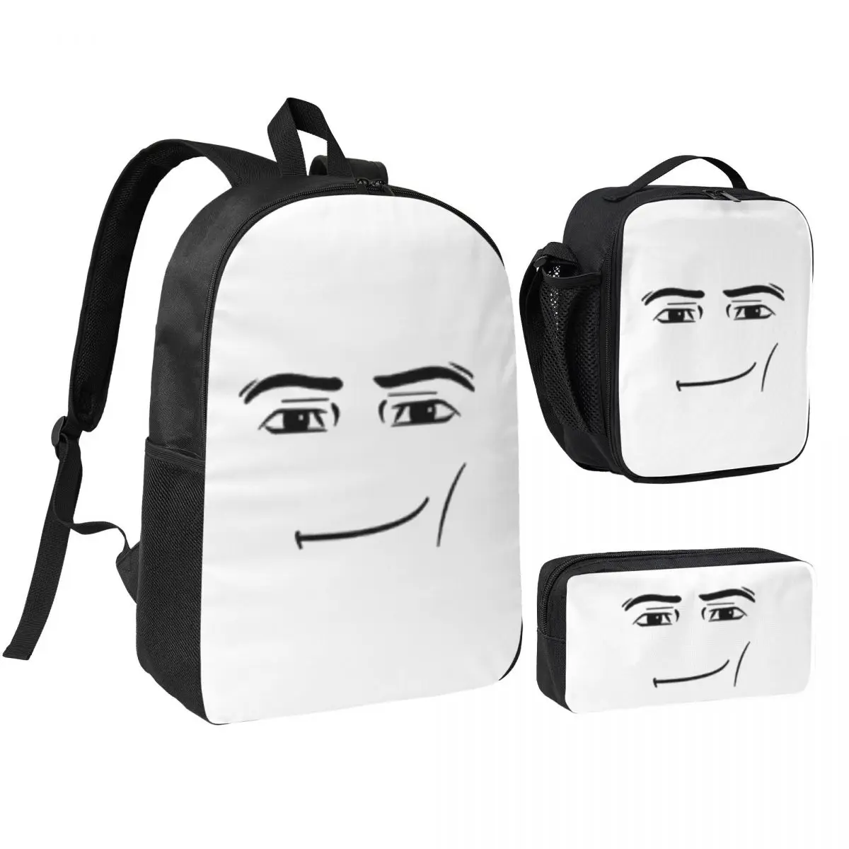 

The Man Face Backpack Student Boys Girls BookBag School Bag Laptop Shoulder Bags 3ps Insulated Lunch Bag Pencil Case