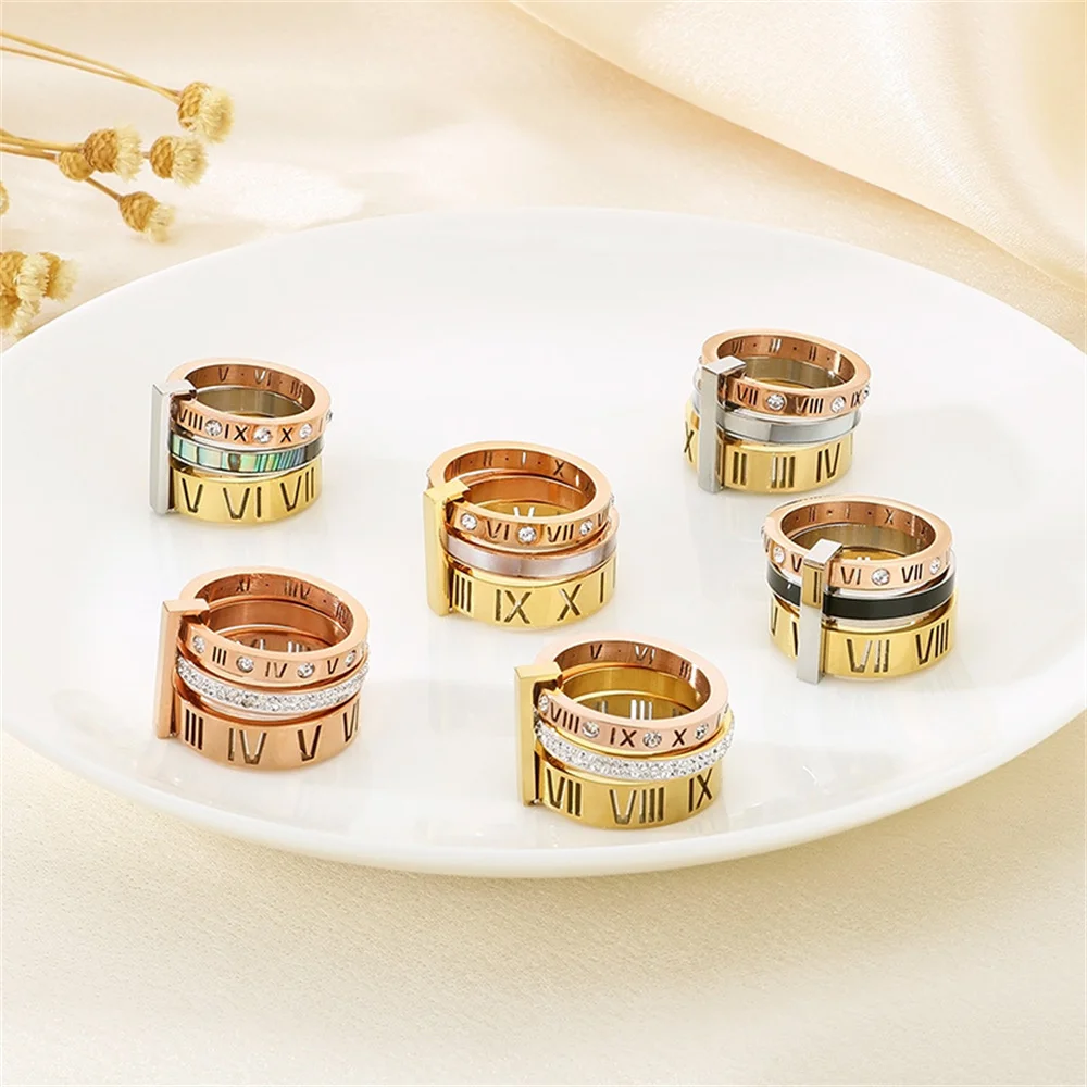 Luxury Personality Multi-ring Alphabet Carved Rings Hipster Fashion Finger Ring Jewelry Accessory Unisex Couple Birthday Gifts