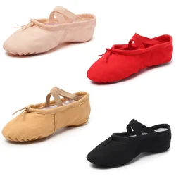 Flat Girls Ballet Shoes Canvas Black Pink Ballerina Shoes Gym Yoga Practise Dance Shoes Kids Woman Dance SliWoman Dance Slippers