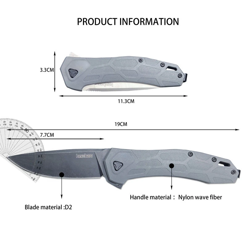 KS 2042 Folding Pocket Knife D2 Drop Point Blade Nylon Fiber Handle Outdoor Camping Fishing Hunting EDC Utility Multi-tool Knife