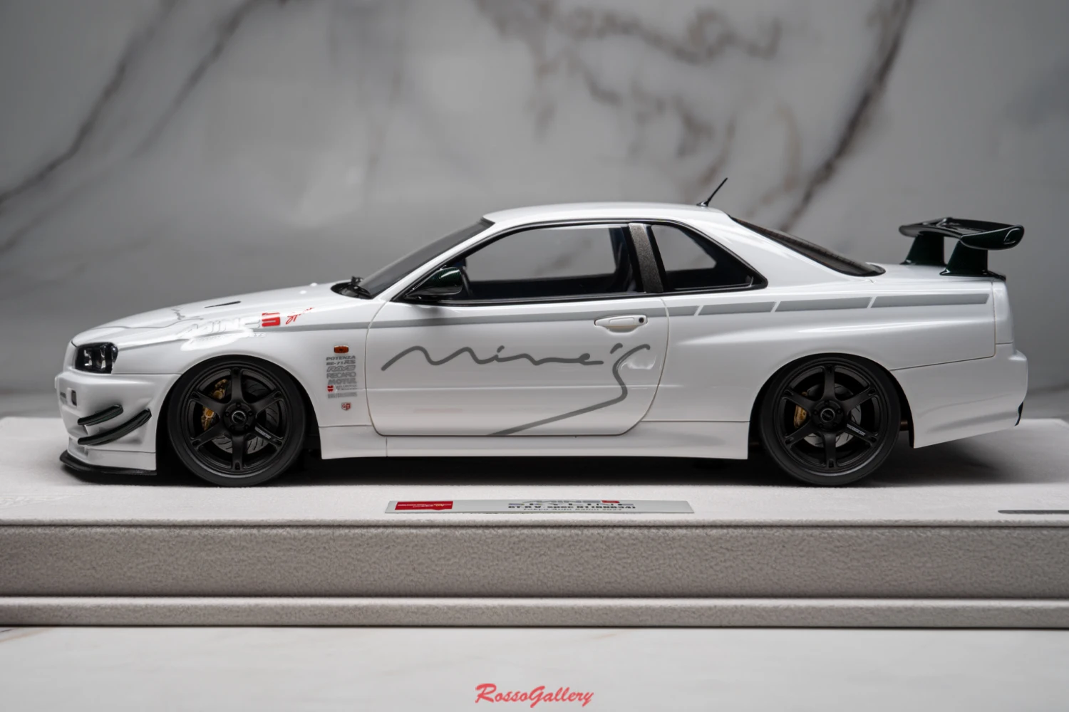 يشكلون 1:18 أفق الألغام GTR R34 V-spec N1 JDM محاكاة طبعة محدودة الراتنج المعادن ثابت سيارة لعبة مجسمة هدية #2