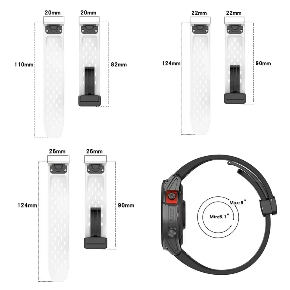 20 22 26 مللي متر ل Garmin Fenix 8 47 مللي متر 7X 7 Pro Fenix 6X 5X 5Plus Tactix 7 سريعة تناسب سيليكون شريط مغناطيسي Forerunner 965 970 حزام #6