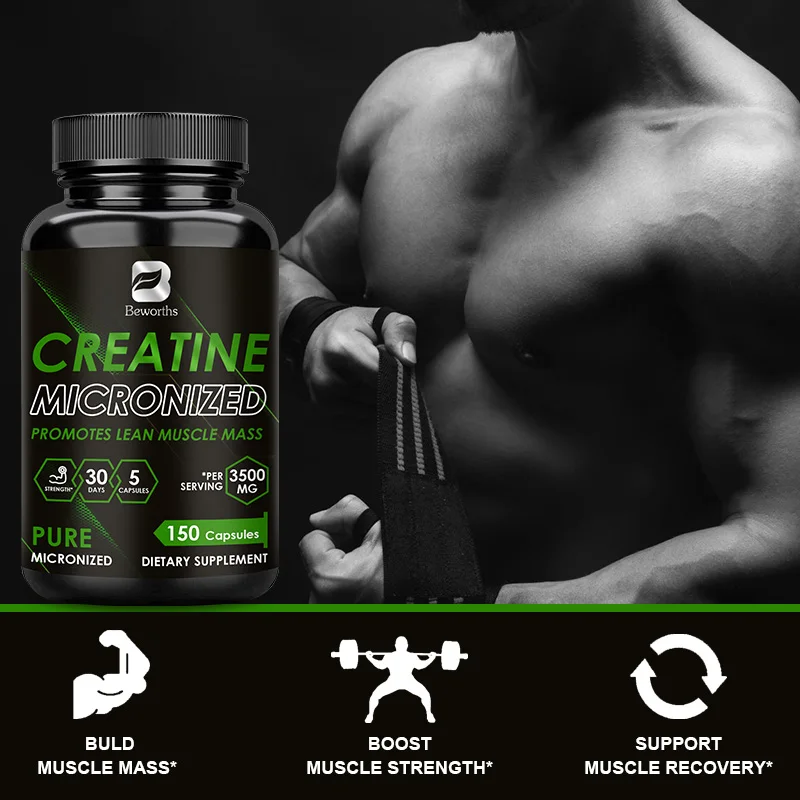 BEWORTHS 100% Pure Creatine Monohydrate Creatine Capsule Help Build Muscle, Enhance Energy and Performance For Adults