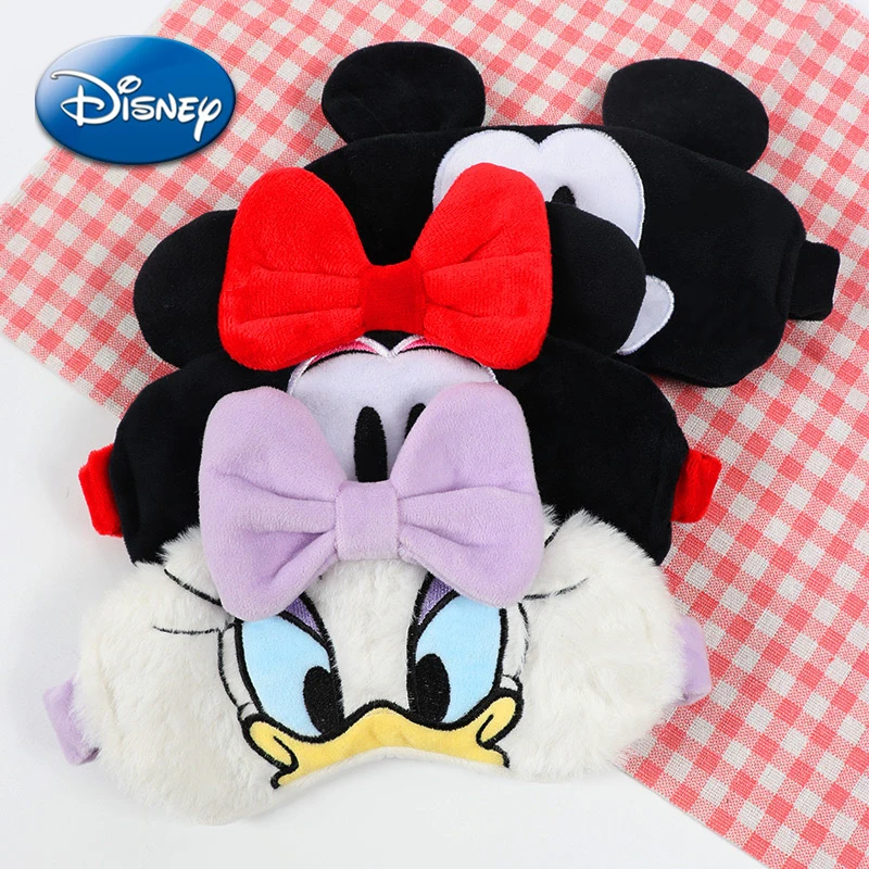 Disney-Máscara de Ojos de Minnie y Mickey Mouse, accesorio de felpa suave para dormir, regalo para niños