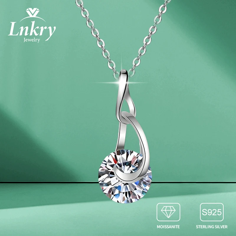 

Lnkry 2,0 карата пасьянс муассанит кулон ожерелье с сертификатом для женщин серебро 925 пробы оригинальные сертифицированные цепочки ювелирные изделия подарок