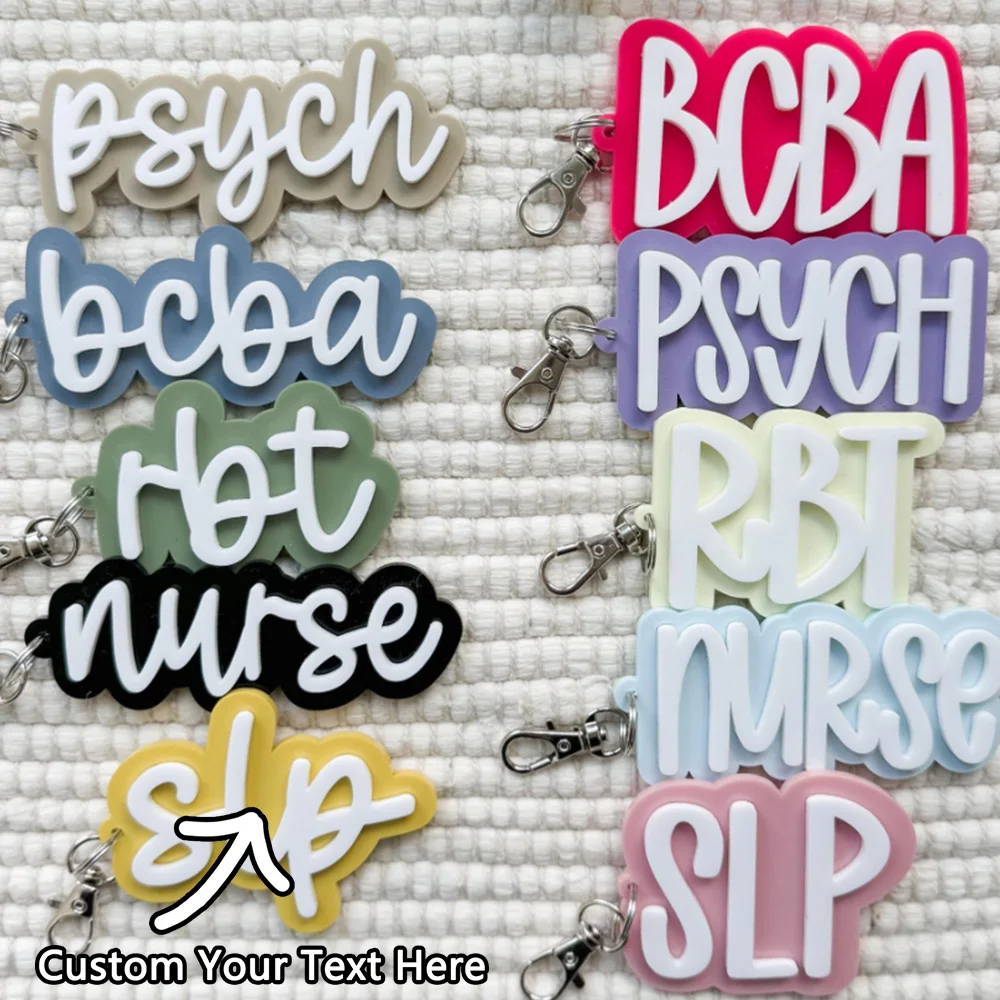 Personalized Acrylic Keychains • Job Title Keyring • Custom Gifts for SLP, Teachers, Nurses, BCBA • Thoughtful Co Worker Gift