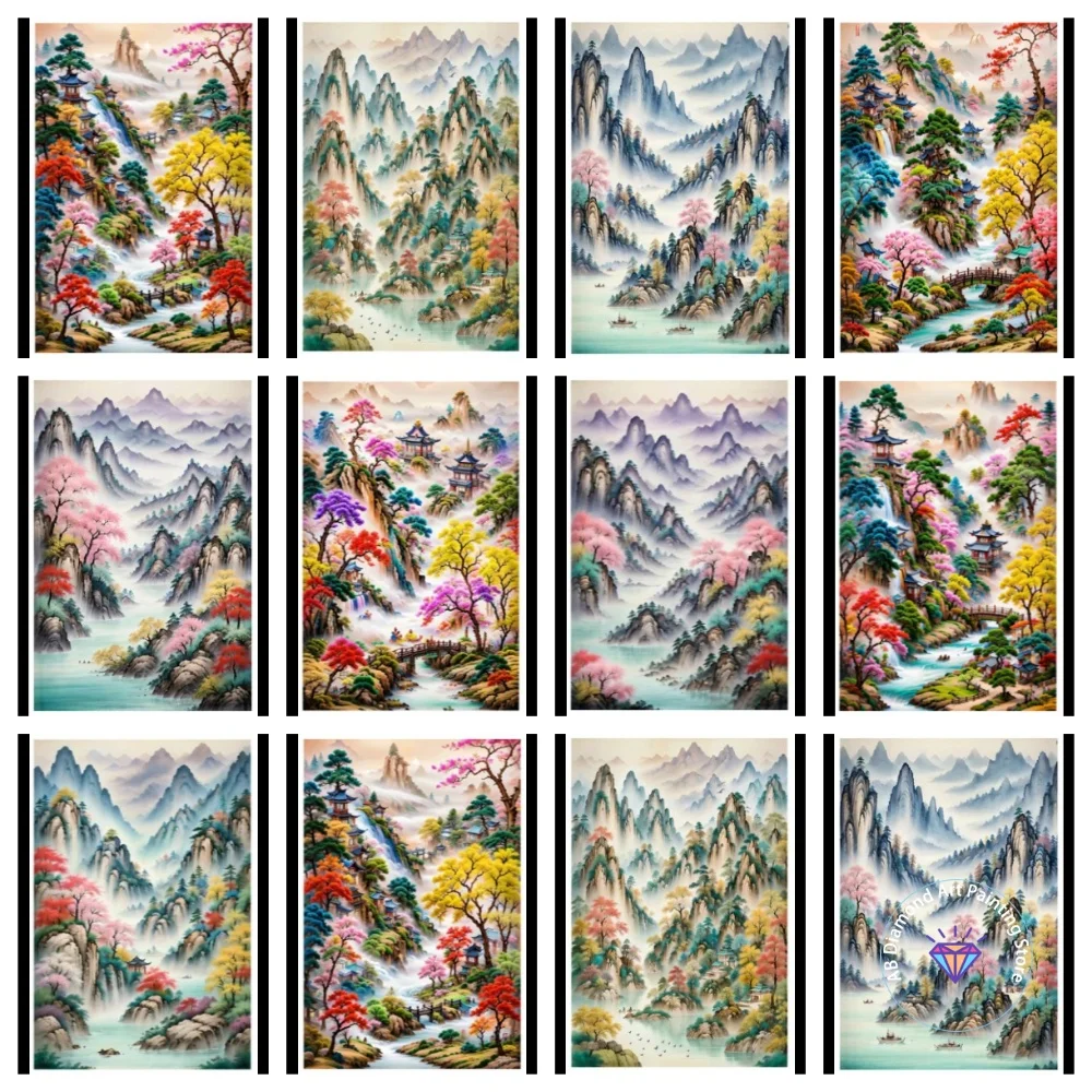 

Mountain Waterfall Scenery AB Diamond Painting Kit Square Round Diamond 5D DIY Mosaic Handmade Art Exquisite Gift Home Decor