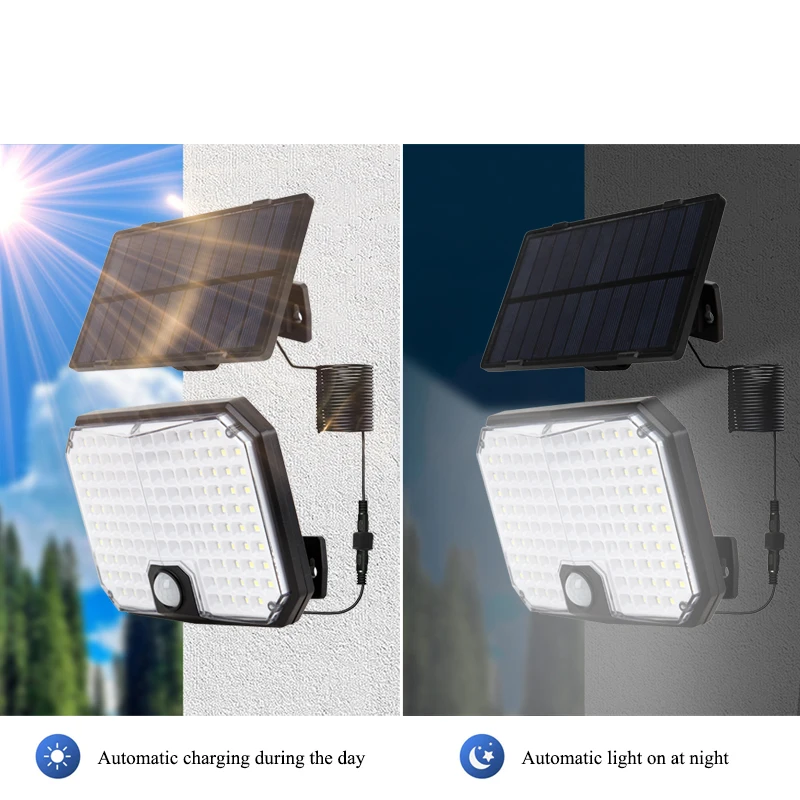 LED Solar Light with Solar Panel Waterproof Outdoor Wall Lamps PIR Sensor Spotlights LED Flood Lights Garden Light Street Yard