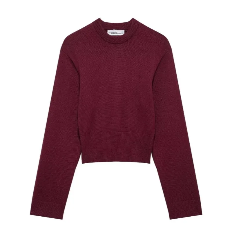 

2025 Autumn New Women's Fashionable Solid Color Knitted Sweater with Wide Sleeves Trendy & Versatile for Any Occasion