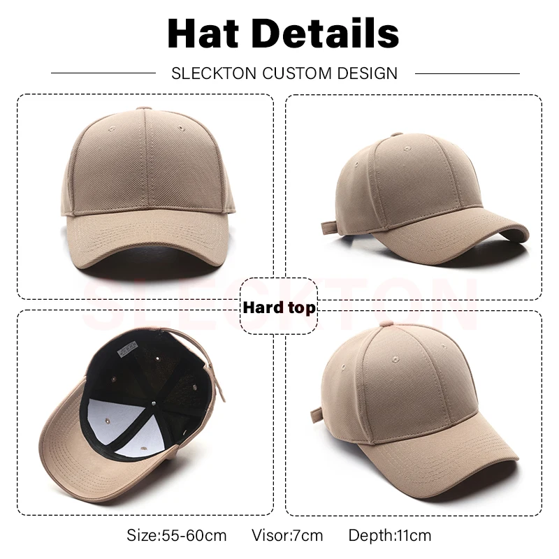 SLECKTON Custom Logo Brand Embroidered Cap Quality Cotton Baseball Cap for Women Men Fashion DIY Letter Design Hat Wholesale